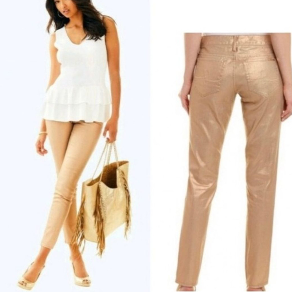 Lilly Pulitzer Worth Skinny Mini Pant Metallic 2